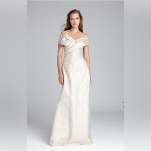 Teri Jon champagne metallic gown